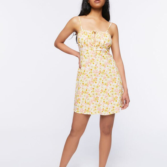 Vestido corto floral amarillo Forever 21 Talla M