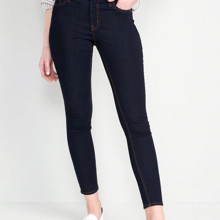 Jeans Mid Rise Rockstar Super Skinny de Old Navy – Azul Oscuro Talla 00