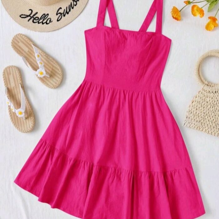 Vestido rosa fucsia Shein con tirantes
