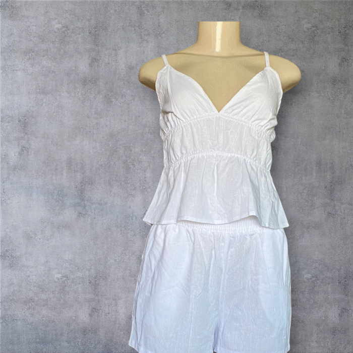 Conjunto de 2 piezas blanco para mujer New Look – Blusa de tirantes + short ligero