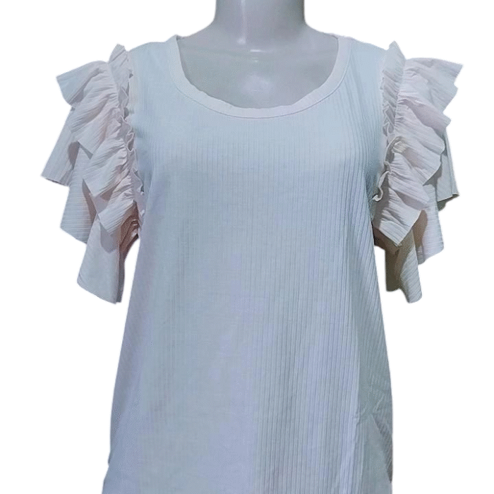 Blusa Stella Ginger para mujer talla L con mangas de volantes color blanco perla-talla L