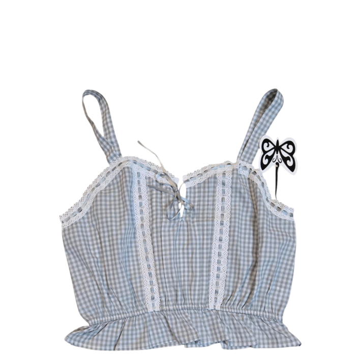 Crop Top Selfsteem Estilo Gingham con Encaje – Dama