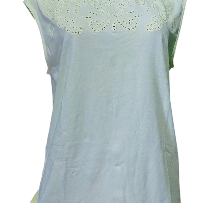 Camisa Anne Klein Amarillo Suave con Encaje Bordado para Mujer