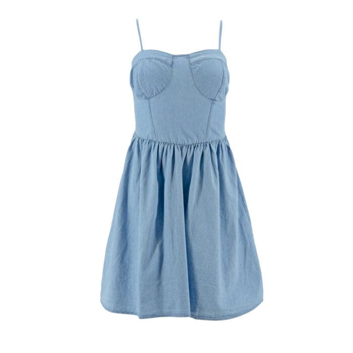 Vestido corto de mezclilla Forever 21 con tirantes delgados –Talla L