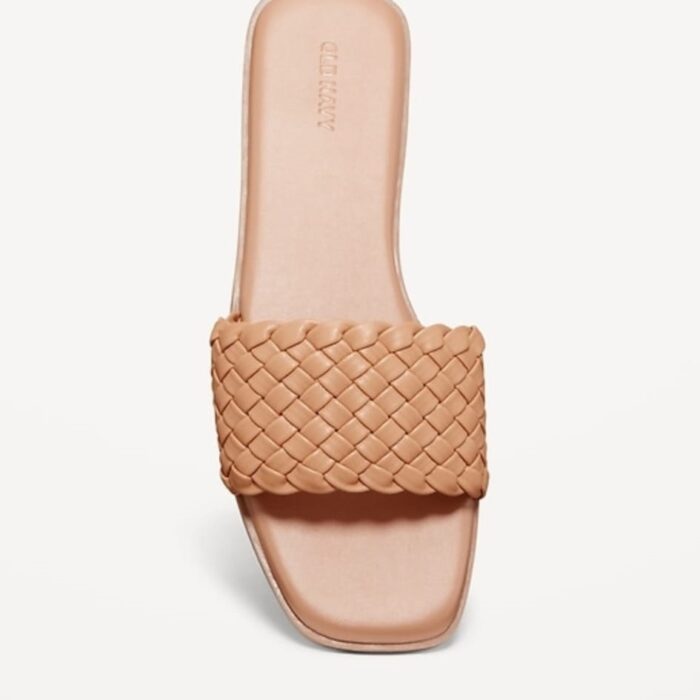 Sandalias Old Navy para Mujer Slide en Cuero Sintético Trenzado Color Nude