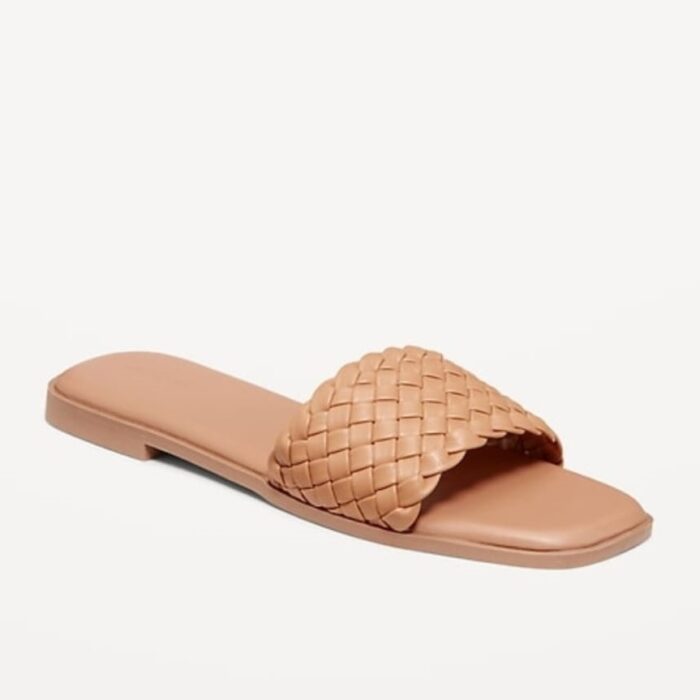 Sandalias Old Navy para Mujer Slide en Cuero Sintético Trenzado Color Nude