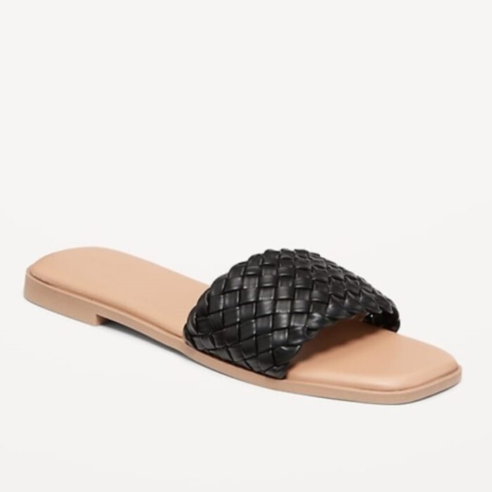 Sandalias Old Navy para Mujer Slide en Cuero Sintético Trenzado Color Negro