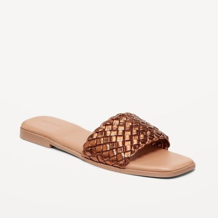 Sandalias Old Navy para Mujer Slide en Cuero Sintético Trenzado Color Bronze