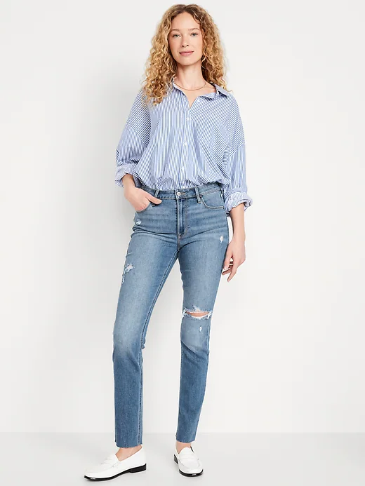 Jeans Old Navy High Rise Wow Straight para dama – Pantalon corte recto y tiro alto