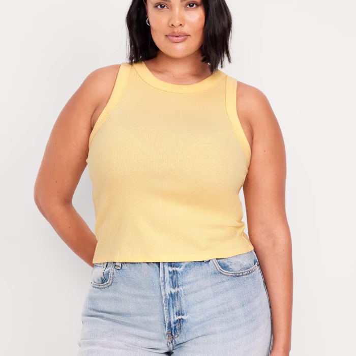 Snug Top Old Navy  varios colores – Blusa Corta Ajustada sin Mangas para Mujer - Amarillo, M