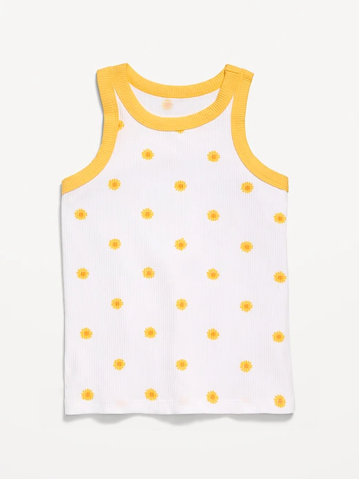 Snug Tank Top Old Navy Fitted para Mujer – Talla XXL (18) – Blanco con Estampado de Margaritas