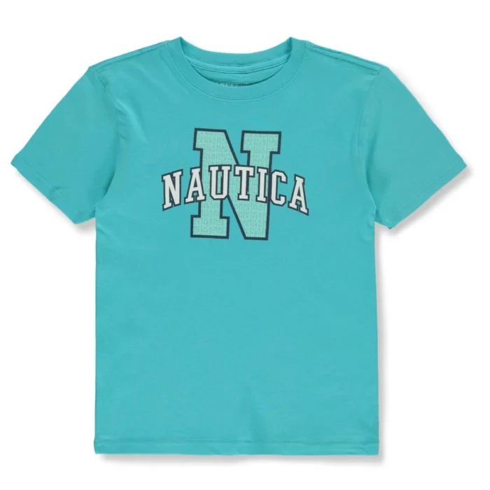 Camisa NAUTICA para niño cuello redondo color turquesa talla 10/12