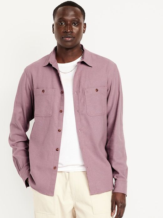 Camisa de Vestir Manga Larga para Caballero Old Navy Double Pocket color rosa viejo| Estilo Casual Elegante (copia)