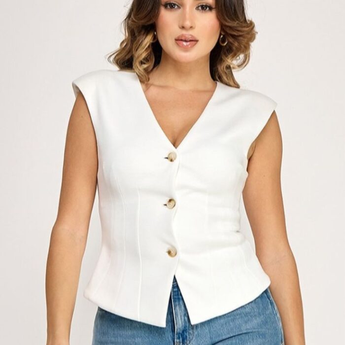 Chaleco Sastrero Milk & Honey para Mujer - Diseño con Pinzas y Botones