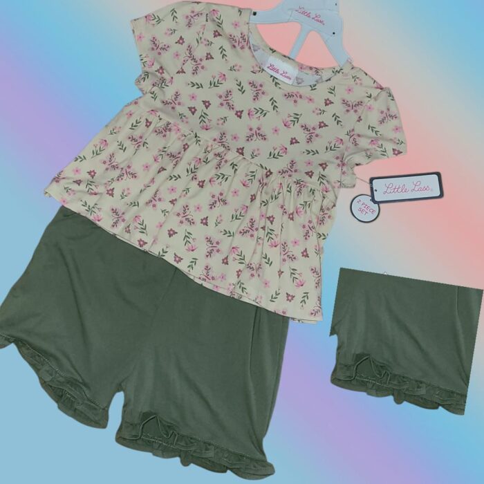 Set de 2 Piezas Little Lass para Niña - Blusa Floral y Pantalón Coordinado