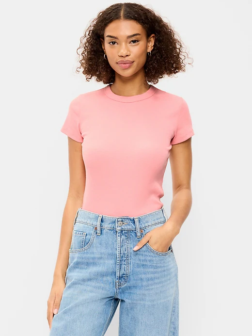 Old Navy Snug Crop T-Shirt color salmon – Camiseta Ajustada de Manga Corta