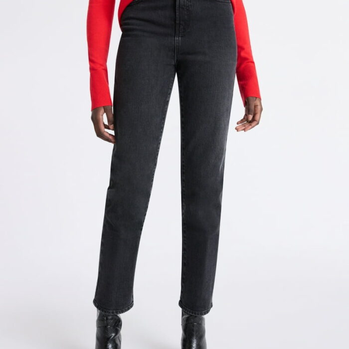 Jeans Rectos de Tiro Alto Free Assembly para Mujer – Denim Negro Lavado