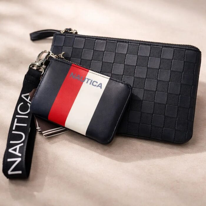 Set de Muñequera y Monedero Doble Bolsa Nautica para Mujer - Azul Marino