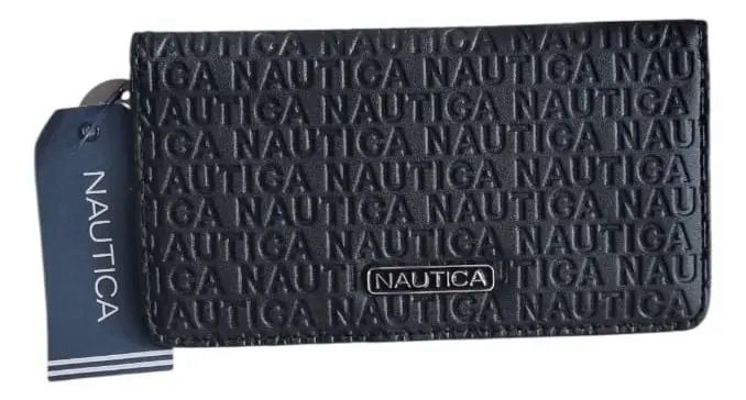 Billetera Nautica color  Negro para Mujer con Monograma Grabado y Bloqueo RFID