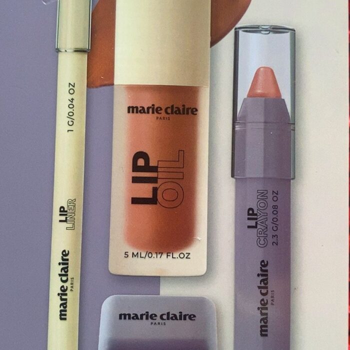 Kit de Labios Marie Claire Paris 4 Piezas - Lip Combo Hidratante (Delineador, Crayón, Aceite y Sacapuntas